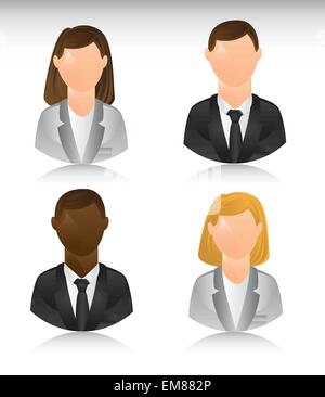 Manager Or Business Manager Icons Black & White Flat Design Circle Set ...