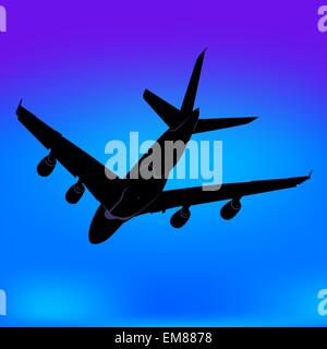 Airplane Flying In Sunrise Stock Vector