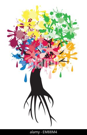 vector illustration of an abstract tree with ink spots Stock Vector ...