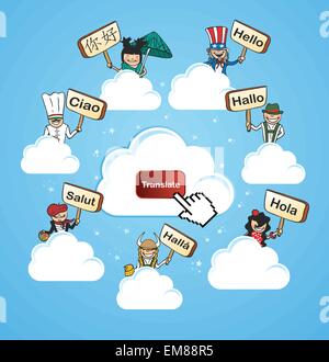 Cloud community translate concept Stock Vector