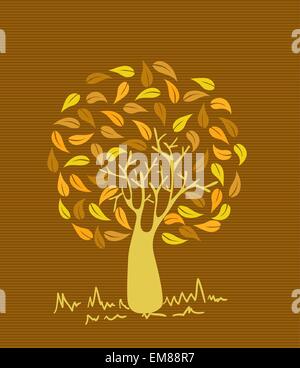 Vintage colors leaves tree Stock Vector