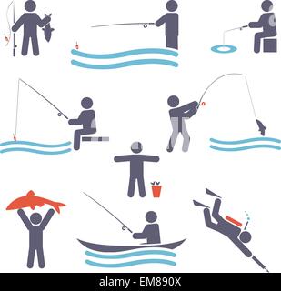 Fishing symbols Stock Vector
