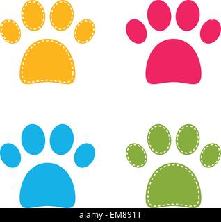 Cute colorful Doggie Paws isolated on white Stock Vector