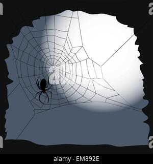 Halloween background - spider and cobweb Stock Vector