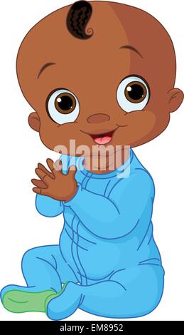 Cute baby boy clapping hands Stock Vector