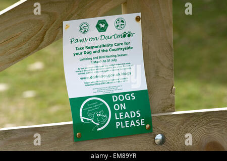sign for dog walkers on dartmoor Stock Photo