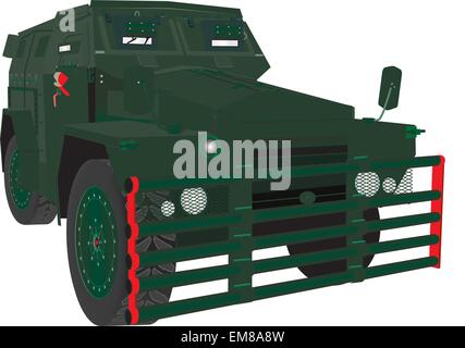 A detailed vector illustration of an Army Armoured Troop Carrier isolated on White Stock Vector