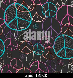 Sketch peace symbol seamless pattern background EPS10 file. Stock Vector