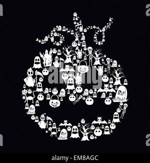 Happy Halloween pumpkin shape with elements illustration EPS10 f Stock Vector