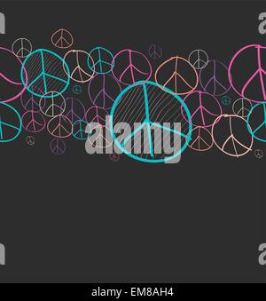 Doodle peace symbol seamless pattern background EPS10 file. Stock Vector