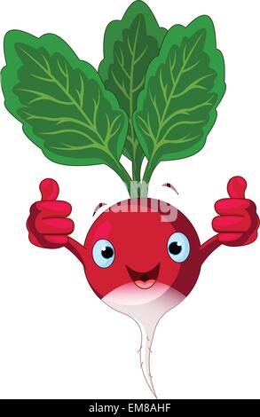 Radish Character  giving thumbs up Stock Vector