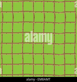 A vector illustration of a seamless Background of a trellis of bamboo on green Stock Vector