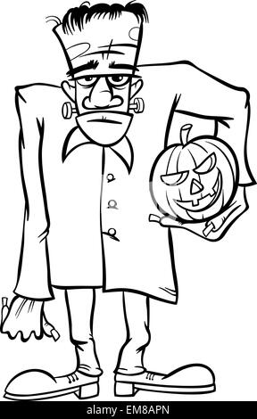 Frankenstein Halloween Coloring Page Illustration Stock Vector Image ...