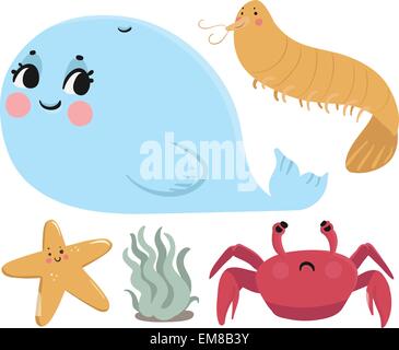 Sea Animals Collection Stock Vector