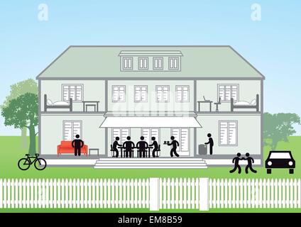 Family house cross-section Stock Vector