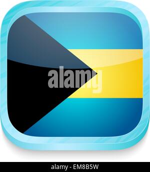 Smart phone button with Bahamas flag Stock Vector