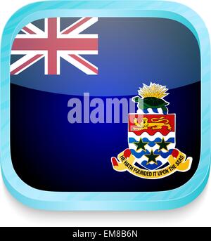 Smart phone button with Cayman Islands flag Stock Vector