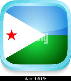 Smart phone button with Djibouti flag Stock Vector