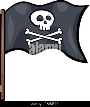 Cartoon Illustration of Pirate Flag with Skull and Bones or Jolly Roger ...