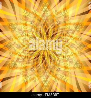 Vintage orange-gold pattern with translucent rays Stock Vector