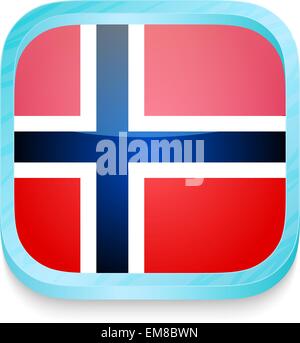 Smart phone button with Norway flag Stock Vector