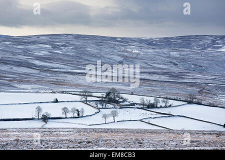 Commondale Moor and Farmhouse in Winter, North York Moors National Park Stock Photo