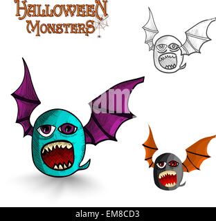 Halloween monsters freak bat EPS10 file Stock Vector