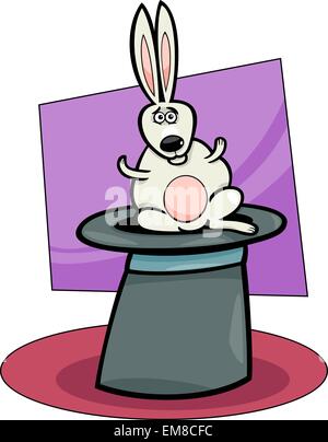 rabbit in hat cartoon illustration Stock Vector