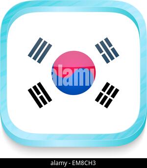 Smart phone button with South Korea flag Stock Vector