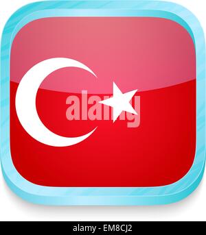 Smart phone button with Turkey flag Stock Vector