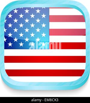Smart phone button with USA flag Stock Vector