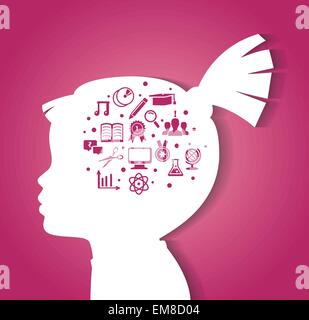 Child head with education icons Stock Vector