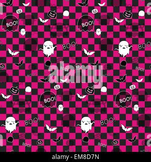 Halloween Ghost Bat Pumpkin Seamless Pattern Background Stock Vector