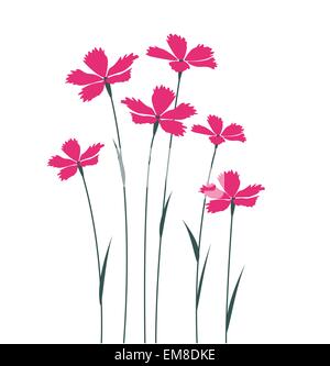 Pink flowers isolated on white Vector illustration Stock Vector Image ...