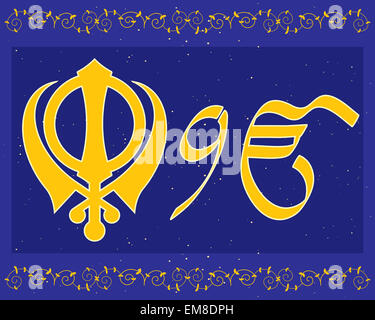 an illustration of a Sikh greeting card with military emblem sunflowers ...