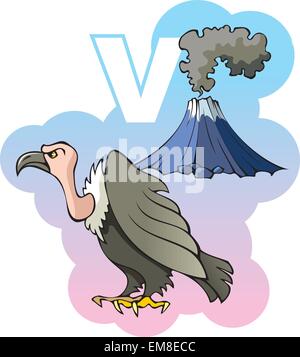 Children alphabet: letter V Stock Vector