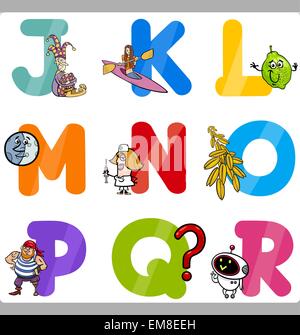 Education Cartoon Alphabet Letters for Kids Stock Vector