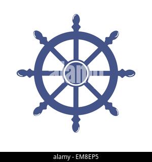 Ship Wheel Banner isolated on white background. Vector Illustration Stock Vector
