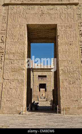 Temple of Medinet Habu (dedicated to Ramesses III), on the West bank of the Nile at Luxor, Egypt Stock Photo