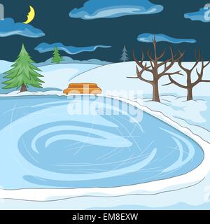 Outdoor Skating Rink Stock Vector