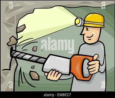 Mine And Rake Animation Mine tools. Cartoon miner worker tools, mining cart with drill hammer ...
