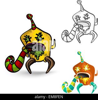 Halloween monsters spooky isolated freaks set. Stock Vector
