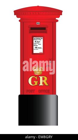 Red post box with letter. Vector Mail letter box with incoming message ...