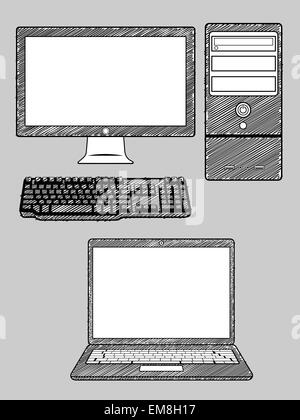 Computer and Laptop Stock Vector