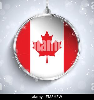 Merry Christmas Silver Ball with Flag Canada Stock Vector