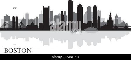 Boston city skyline silhouette background Stock Vector