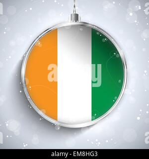 Merry Christmas Silver Ball with Flag Ireland Stock Vector