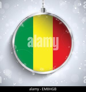 Merry Christmas Silver Ball with Flag Mali Stock Vector