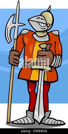 knight in armor cartoon illustration Stock Vector