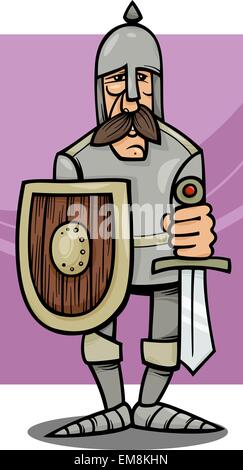 knight in armor cartoon illustration Stock Vector